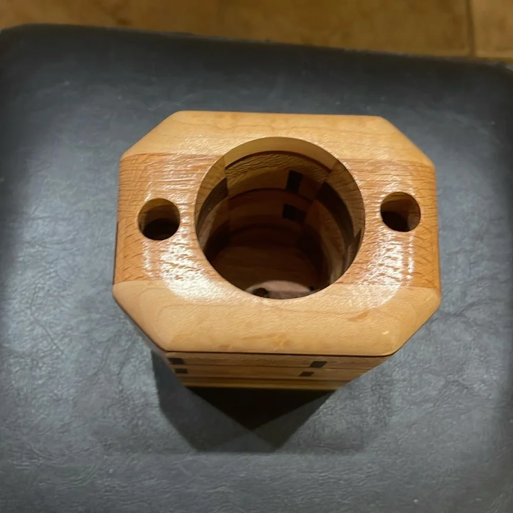 Hand carved wooden pencil holder